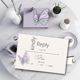 Minimalistischer moderner Lilac- und Dusty-Blauer  RSVP Karte