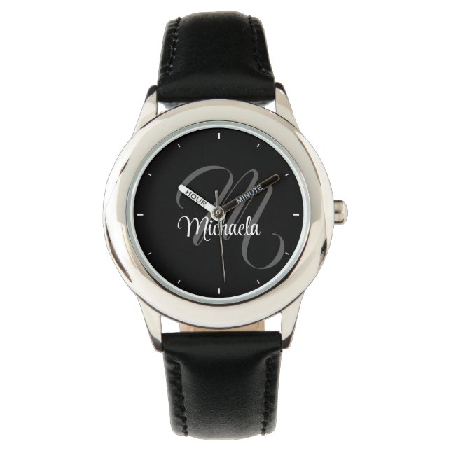 Minimalistischer moderner Monogramm-Anfangsname Armbanduhr (Vorderseite)