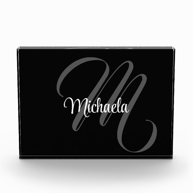 Minimalistischer moderner Monogramm-Anfangsname Fotoblock (Vorderseite)