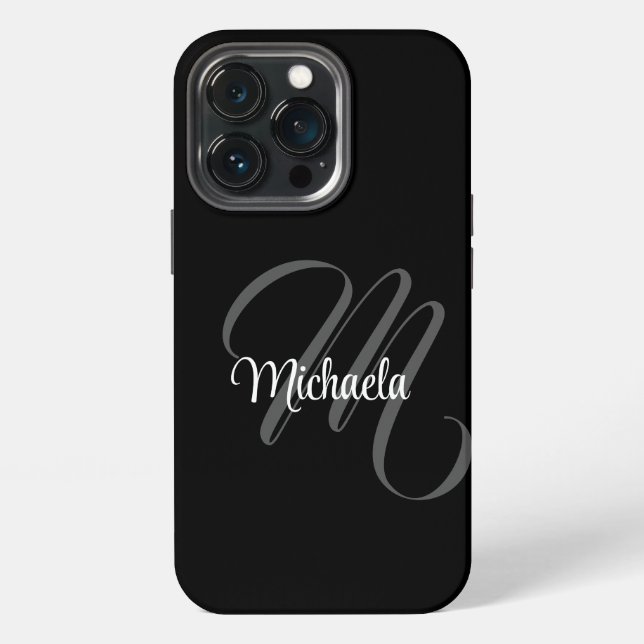Minimalistischer moderner Monogramm-Anfangsname iPhone 13 Pro Hülle (Hinten)