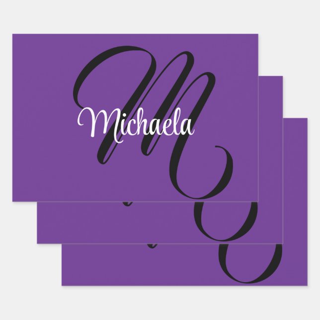 Minimalistischer, moderner Monogramm-Anfangsname l Geschenkpapier Set (Set)