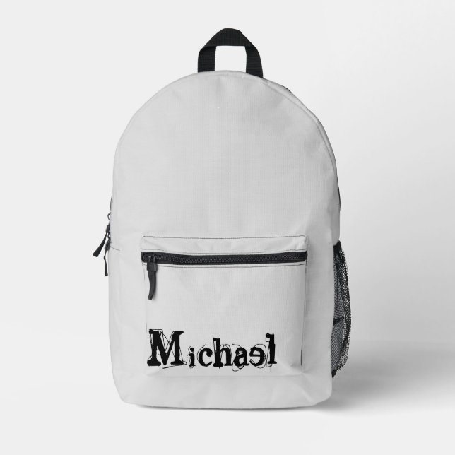 Minimalistischer moderner Monogramm-Name schwarz g Bedruckter Rucksack (Vorderseite)
