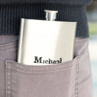 Minimalistischer moderner Monogramm-Name schwarz g Flachmann