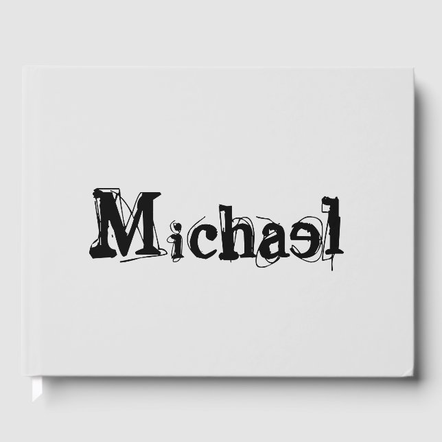 Minimalistischer moderner Monogramm-Name schwarz g Gästebuch (Vorderseite)