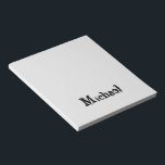 Minimalistischer moderner Monogramm-Name schwarz g Notizblock<br><div class="desc">Minimalistische moderne Monogramm Name schwarz grau. Personalisierbarer individuelle Name in schwarz auf grau.</div>
