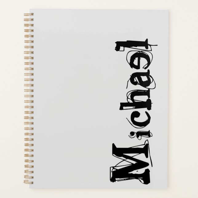 Minimalistischer moderner Monogramm-Name schwarz g Planer (Vorderseite)