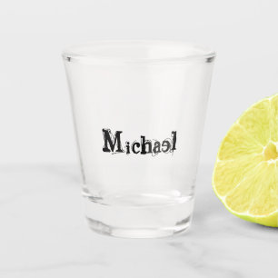 Minimalistischer moderner Monogramm-Name schwarz g Schnapsglas