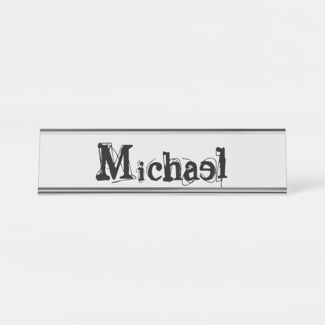 Minimalistischer moderner Monogramm-Name schwarz g Schreibtischnamensplakette (Vorderseite )