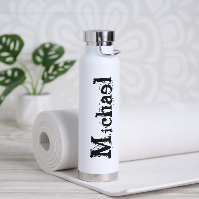 Minimalistischer moderner Monogramm-Name schwarz g Trinkflasche (Yoga)
