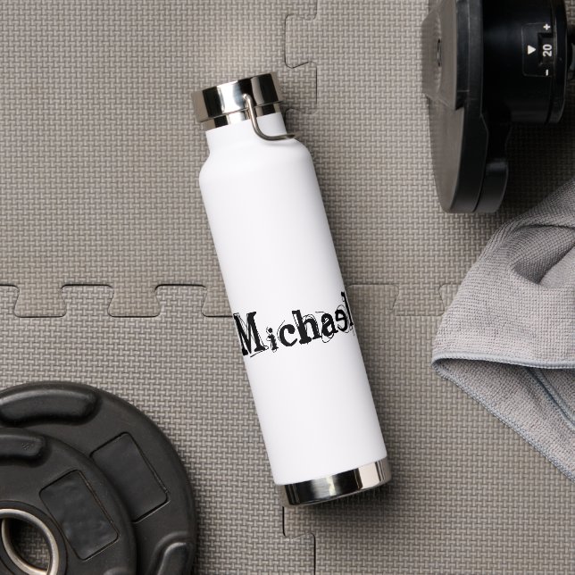 Minimalistischer moderner Monogramm-Name schwarz g Trinkflasche (Fitnessstudio)
