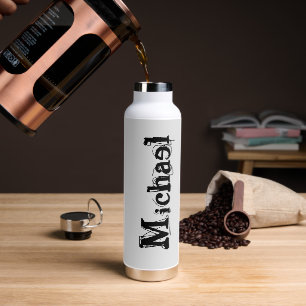 Minimalistischer moderner Monogramm-Name schwarz g Trinkflasche