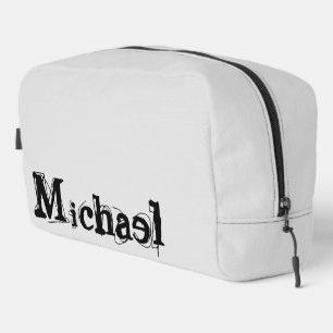 Minimalistischer moderner Monogramm-Name schwarz g Waschbeutel