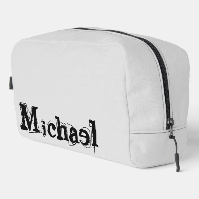 Minimalistischer moderner Monogramm-Name schwarz g Waschbeutel (Rechte Ecke)