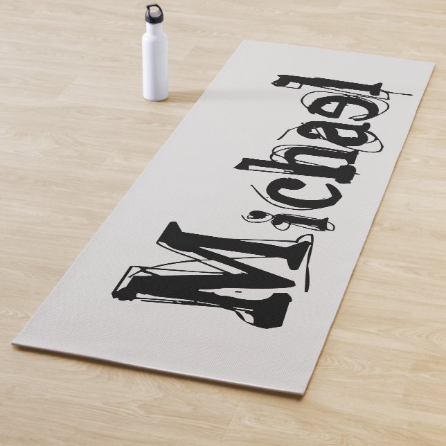 Minimalistischer moderner Monogramm-Name schwarz g Yogamatte (Beispiel)