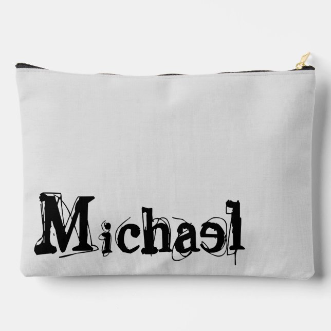 Minimalistischer moderner Monogramm-Name schwarz g Zubehörtasche (Rückseite)