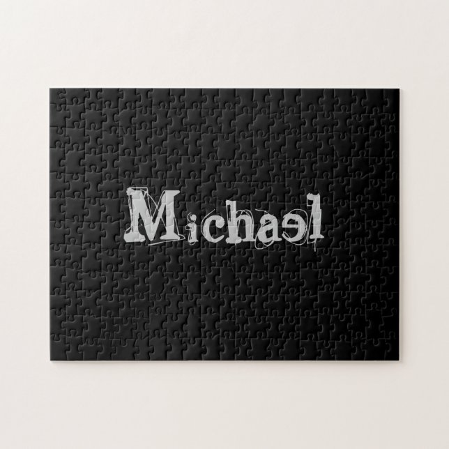 Minimalistischer moderner Monogrammname Schwarz-we (Horizontal)
