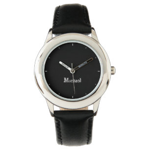 Minimalistischer moderner Monogrammname Schwarz-we Armbanduhr