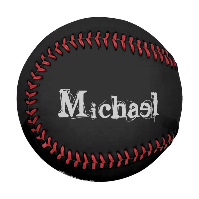 Minimalistischer moderner Monogrammname Schwarz-we Baseball (Vorderseite Links)