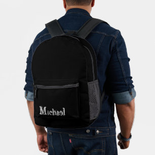 Minimalistischer moderner Monogrammname Schwarz-we Bedruckter Rucksack