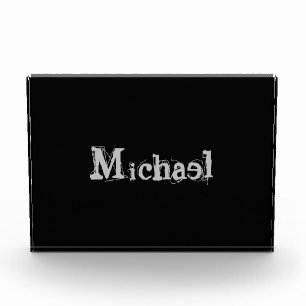 Minimalistischer moderner Monogrammname Schwarz-we Fotoblock