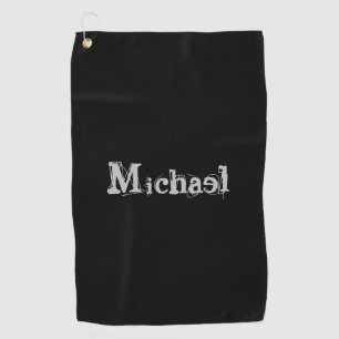 Minimalistischer moderner Monogrammname Schwarz-we Golfhandtuch