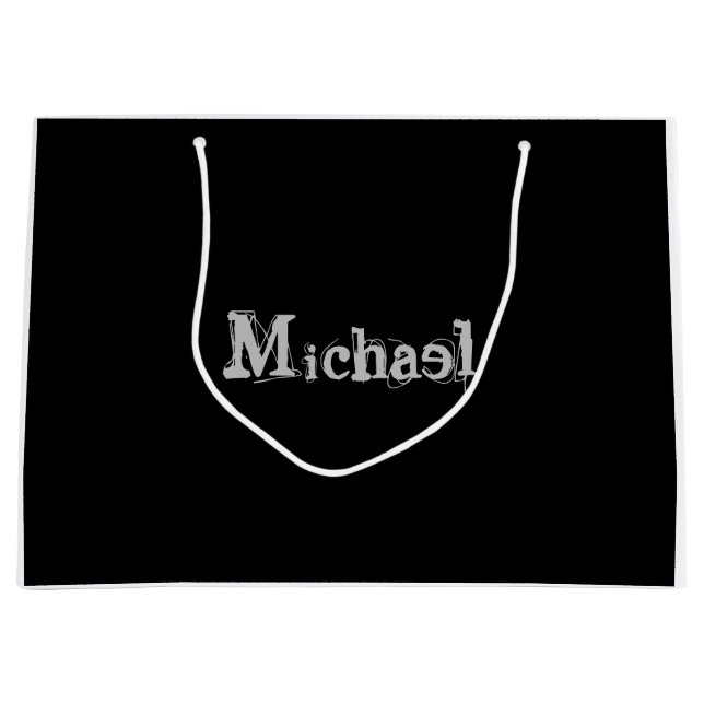 Minimalistischer moderner Monogrammname Schwarz-we Große Geschenktüte (Vorderseite)