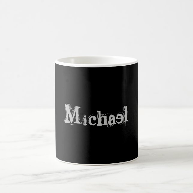 Minimalistischer moderner Monogrammname Schwarz-we Kaffeetasse (Mittel)