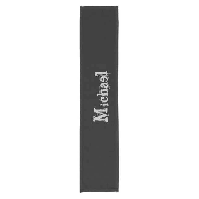 Minimalistischer moderner Monogrammname Schwarz-we Kurzer Tischläufer (Vorderseite)