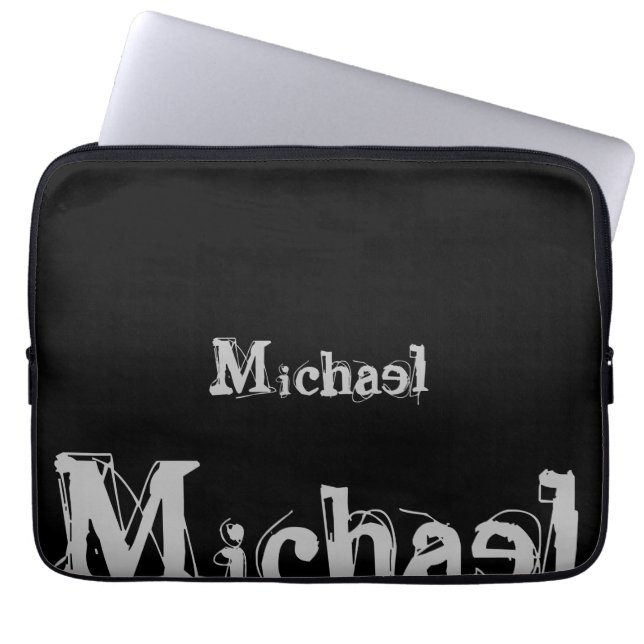 Minimalistischer moderner Monogrammname Schwarz-we Laptopschutzhülle (Vorderseite)
