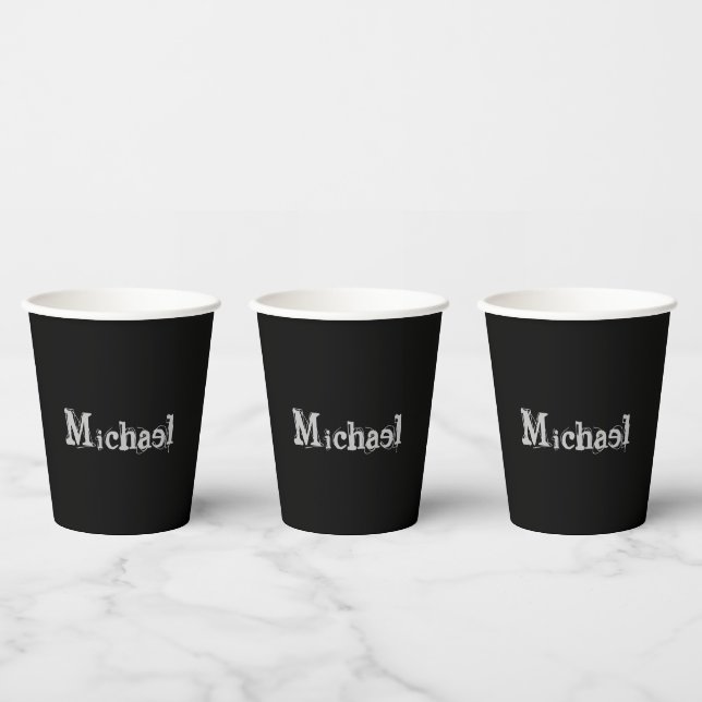 Minimalistischer moderner Monogrammname Schwarz-we Pappbecher (Multi)