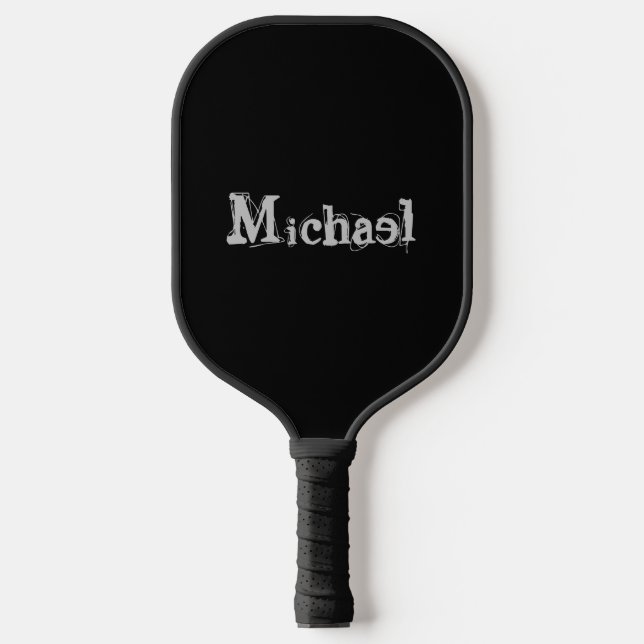 Minimalistischer moderner Monogrammname Schwarz-we Pickleball Schläger (Vorderseite)