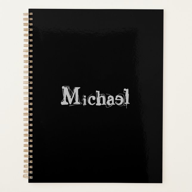 Minimalistischer moderner Monogrammname Schwarz-we Planer (Vorderseite)