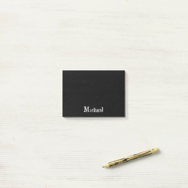 Minimalistischer moderner Monogrammname Schwarz-we Post-it Klebezettel (Auf Schreibtisch)