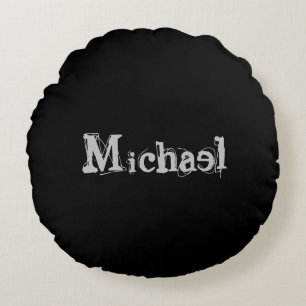 Minimalistischer moderner Monogrammname Schwarz-we Rundes Kissen