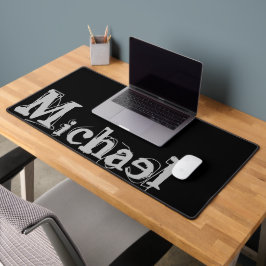 Minimalistischer moderner Monogrammname Schwarz-we Schreibtischunterlage