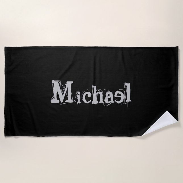 Minimalistischer moderner Monogrammname Schwarz-we Strandtuch (Vorderseite)