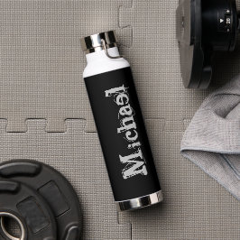 Minimalistischer moderner Monogrammname Schwarz-we Trinkflasche