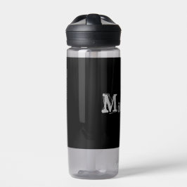 Minimalistischer moderner Monogrammname Schwarz-we Trinkflasche