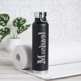 Minimalistischer moderner Monogrammname Schwarz-we Trinkflasche