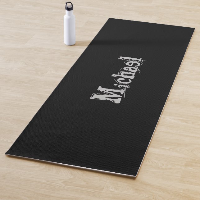 Minimalistischer moderner Monogrammname Schwarz-we Yogamatte (Beispiel)