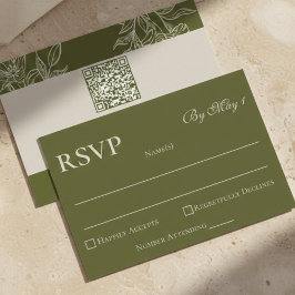 Minimalistischer moderner Olive Green QR Wedding R RSVP Karte