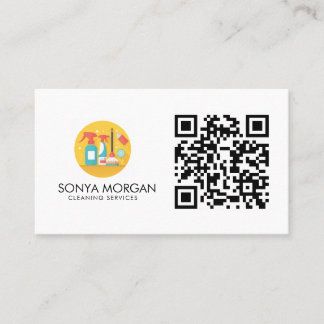 Minimalistischer moderner Reinigungsservice QR-Cod Visitenkarte