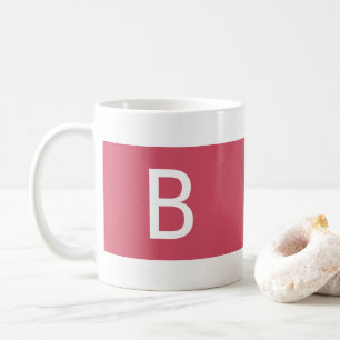 Minimalistischer moderner rosa und weißer Monogram Kaffeetasse