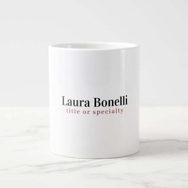 Minimalistischer moderner schlichter Name Titel Jumbo-Tasse (Vorderseite)