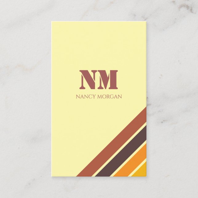 Minimalistischer moderner Streifenmonogramm  Visitenkarte (Vorderseite)