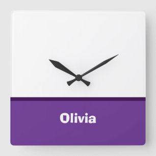 Minimalistischer moderner Streifenname oder Monogr Quadratische Wanduhr