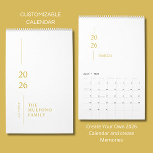 Minimalistischer moderner Wandkalender 2026