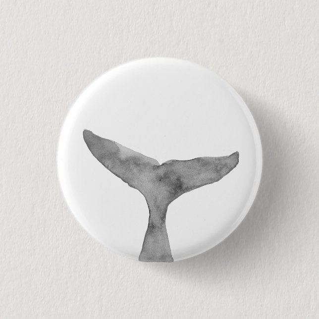 Minimalistischer moderner Wasserfarbenwhalfluch Button (Vorderseite)