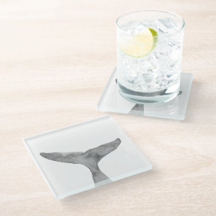 Minimalistischer moderner Wasserfarbenwhalfluch Glasuntersetzer