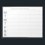 Minimalistischer moderner Wochenmehlplaner Notepad Notizblock<br><div class="desc">Minimalistischer moderner Wochenmehlplaner | Planen und planen Sie Ihre wöchentlichen Mahlzeiten mit diesem minimalistisch modernen wöchentlichen Speiseplaner. Es ist die ganze Woche über mit einem schwarzen Rahmen versehen. Dieser minimale Design-Wochenplaner wird perfekt als Geschenk für Ihr Selbst oder irgendjemanden sein. Personalisieren Sie diese mithilfe der angegebenen Felder und verwenden Sie...</div>